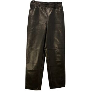 Aritzia Wilfred Faux Leather The Melina Super High-Rise Pants Black  8 Bikercore